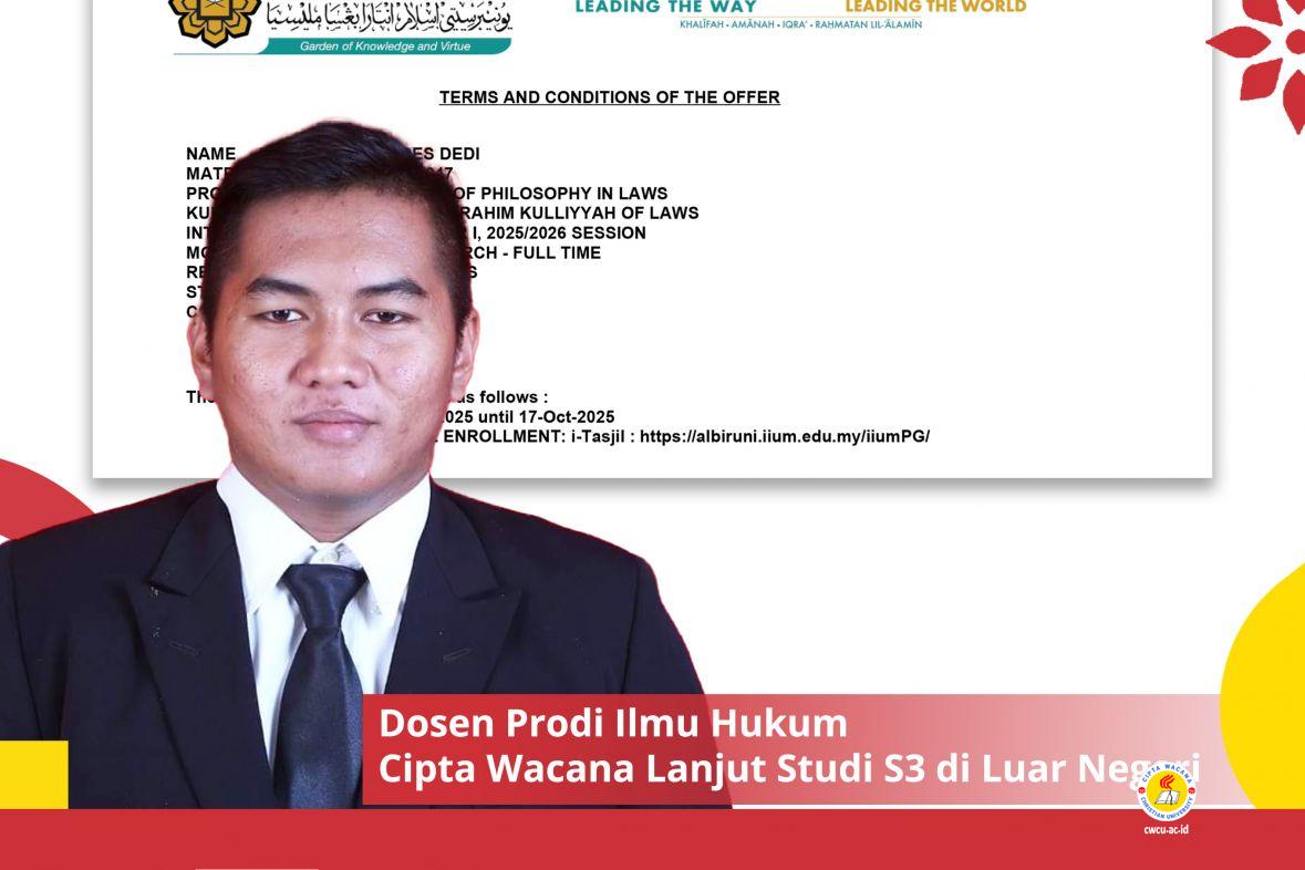 Dosen Prodi Ilmu Hukum Cipta Wacana Lanjut Studi S3 di Luar Negeri